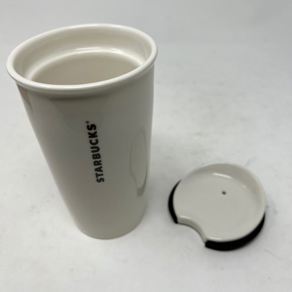 (SOLD)Starbucks Coffee White Porcelain and Gold Graphic Mug w/ Lid and Box - Picture 4 of 12